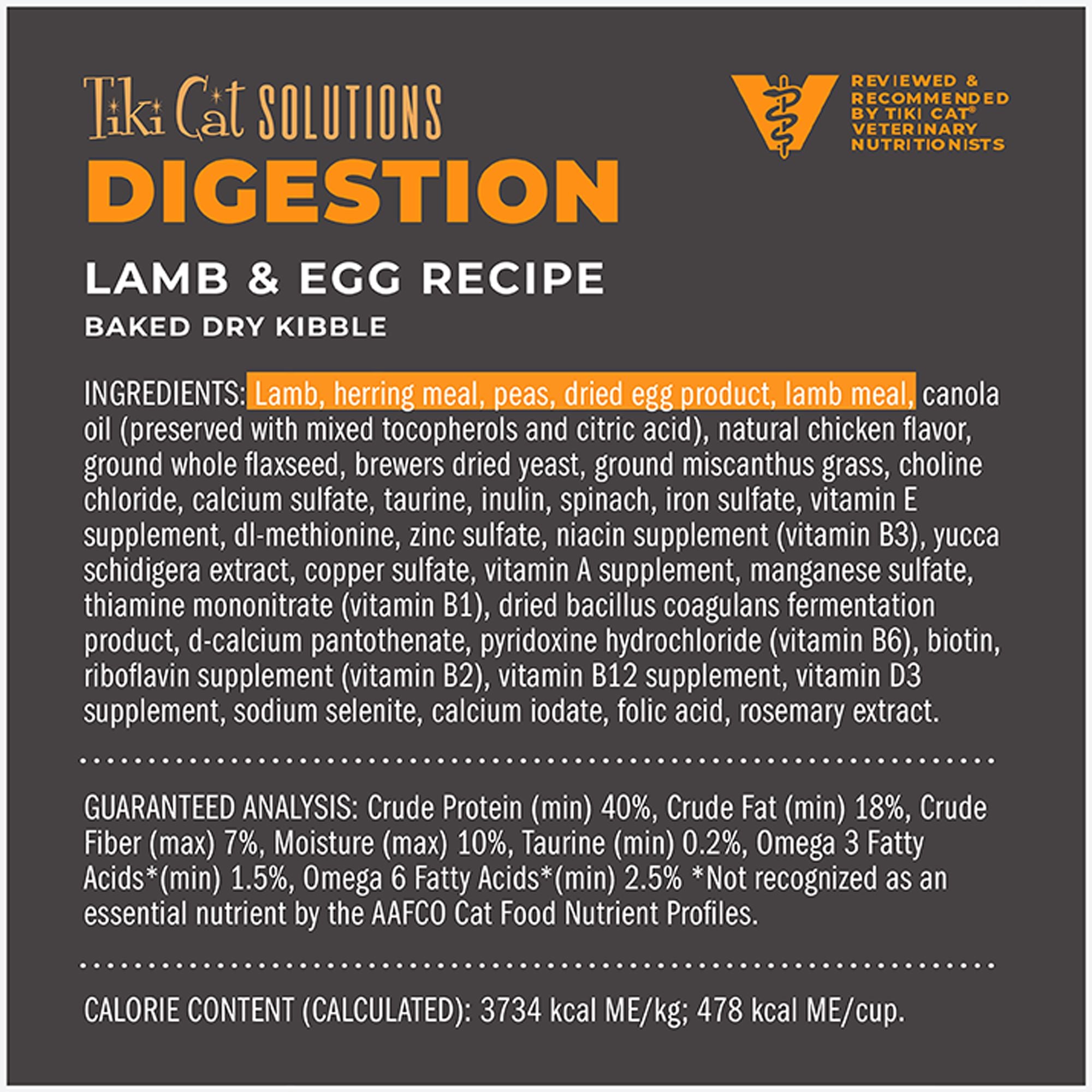 Tiki Cat Solutions Digestion Lamb & Egg Recipe Dry Cat Food 5.6lb