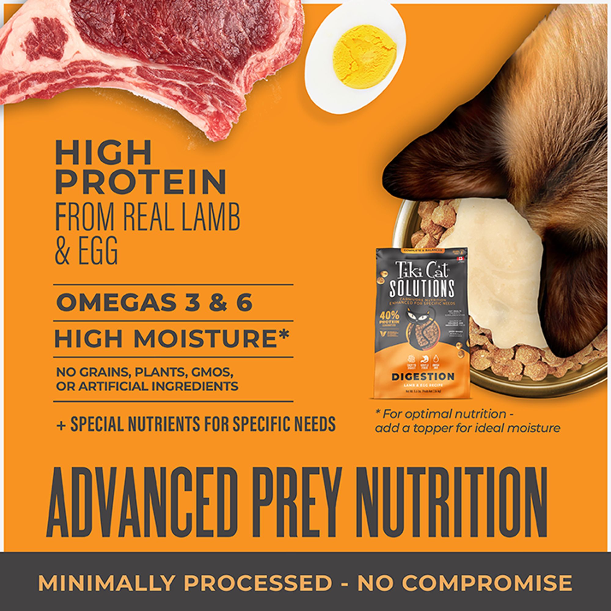 Tiki Cat Solutions Digestion Lamb & Egg Recipe Dry Cat Food 5.6lb