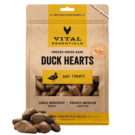 Vital Essentials Freeze-Dried Raw Duck Hearts Dog Treats 10 oz