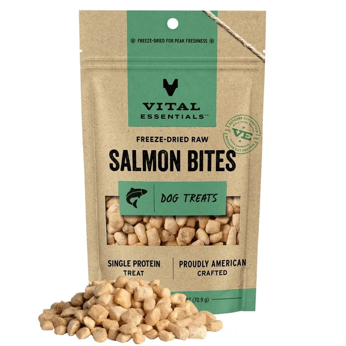 Vital Essentials Freeze-Dried Raw Salmon Bites Dog Treats 2.5 oz