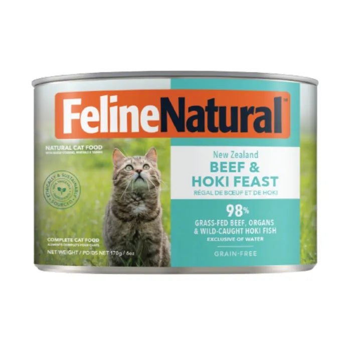 Feline Natural Canned Cat Food - Beef & Hoki Feast 170 g