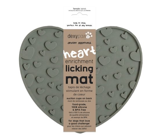 Dexypaws Enrichment Licking Mat, Heart Shaped, Army Green