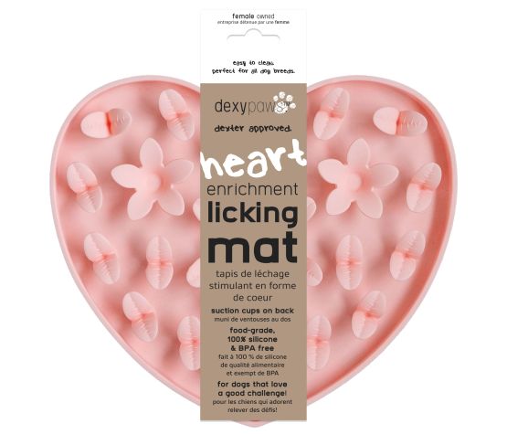 Dexypaws Silicone Snuffle Mat "hide + Seek" Heart, Pink