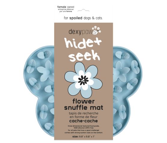 Dexypaws Silicone Snuffle Mat "hide + Seek" Flower, Blue