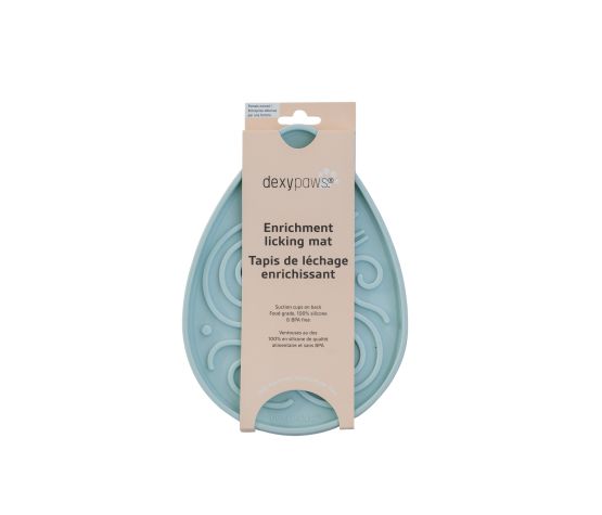 Dexypaws Enrichment Licking Mat, Dewdrop Shape, Sky Blue