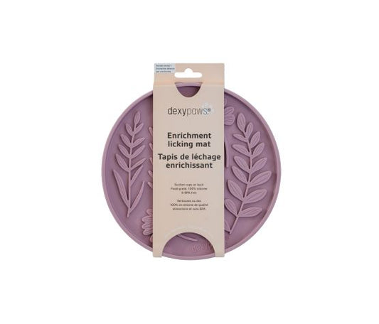 Dexypaws Enrichment Licking Mat, Circle Shape And Leaves Pattern, Blush Pink