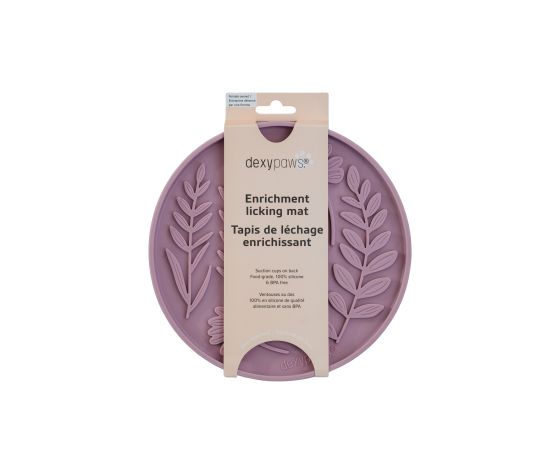 Dexypaws Enrichment Licking Mat, Circle Shape And Leaves Pattern, Blush Pink