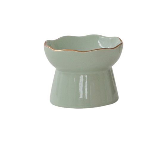 Dexypaws Raised Ceramic Cat Bowl 7.75oz - Sage Green
