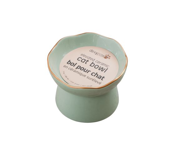 Dexypaws Raised Ceramic Cat Bowl 7.75oz - Sage Green