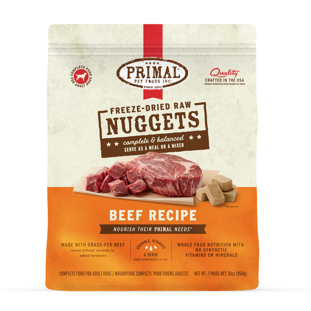 Prima Freeze-Dried Raw Nuggets Beef Recipe Dog Food 30oz