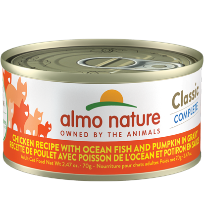 Almo Nature Classic Complete Cat - Chicken Recipe with Ocean Fish and Pumpkin in gravy 70 g