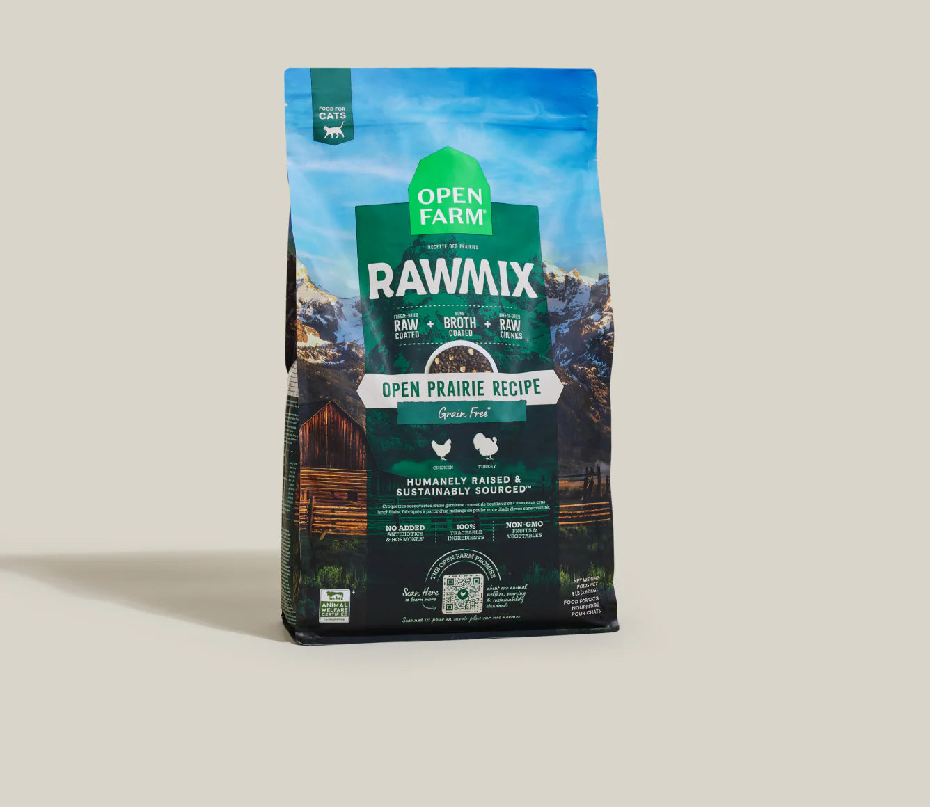 Open Farm RawMix Open Prairie Recipe Grain & Legume Free Dry Cat Food 8lb