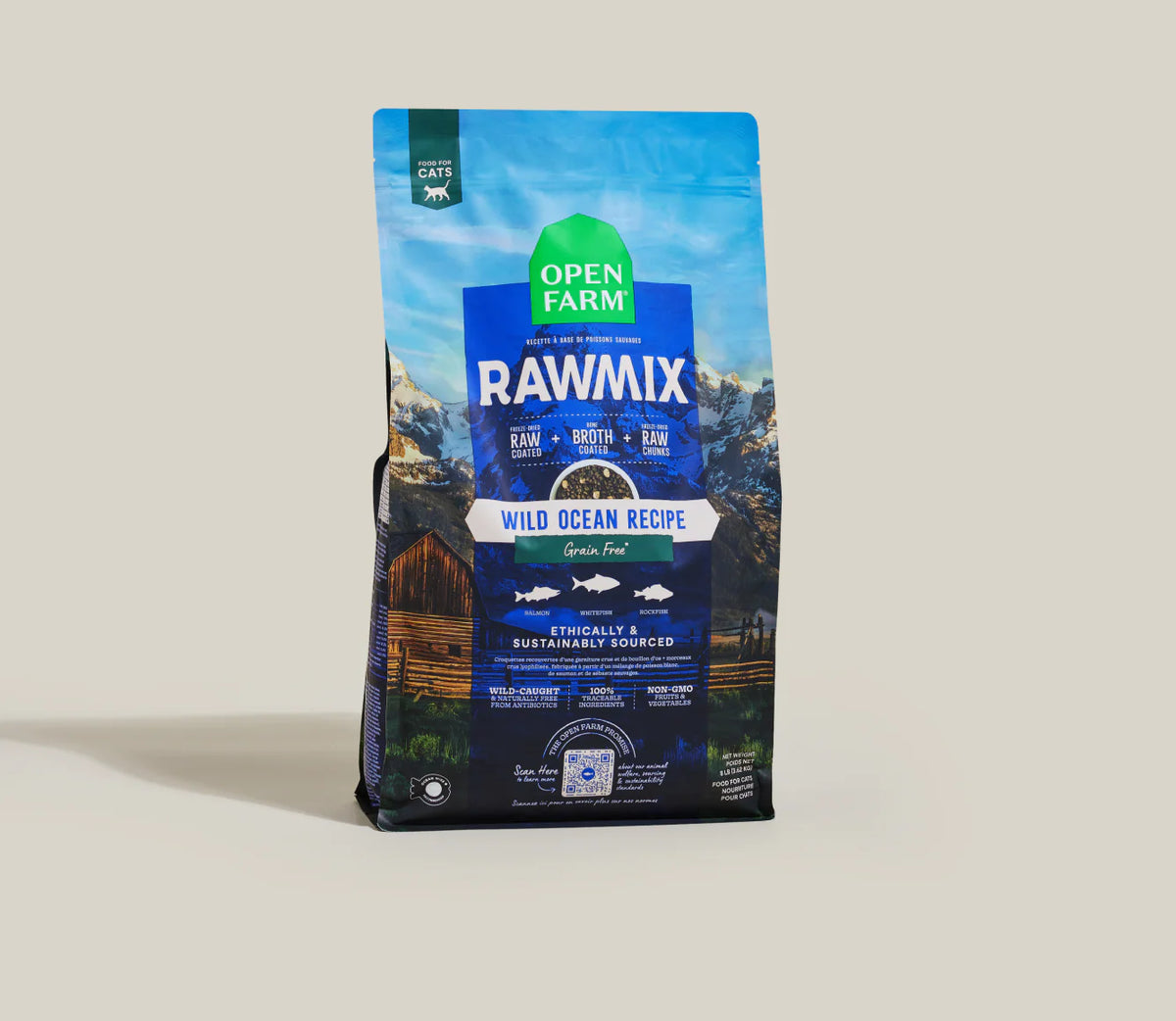 Open Farm RawMix Wild Ocean Recipe Grain & Legume Free Dry Cat Food 8lb