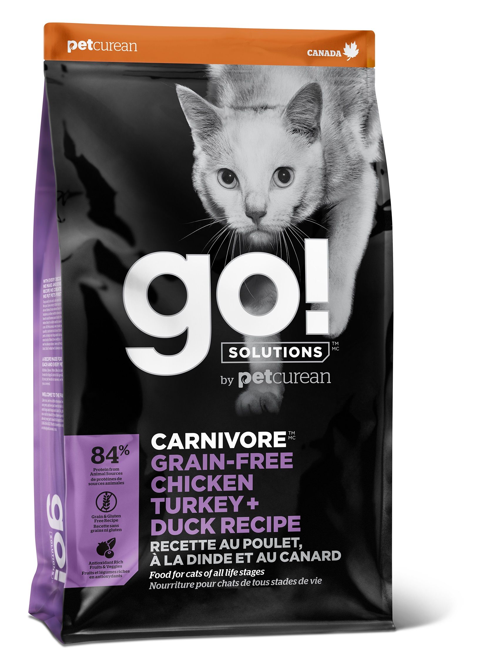 Petcurean Go! Carnivore Grain Free Chicken, Turkey + Duck Recipe For Cat 16 Lbs