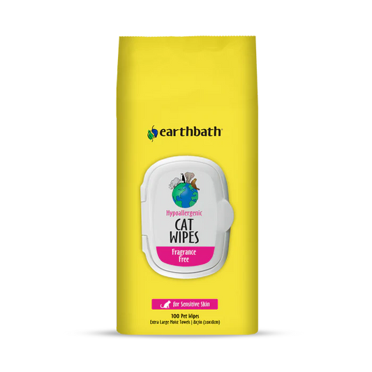 Earthbath Hypo-Allergenic Cat Grooming Wipes Fragrance Free (100 ct)