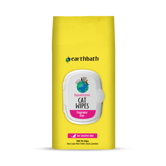 Earthbath Hypo-Allergenic Cat Grooming Wipes Fragrance Free (100 ct)