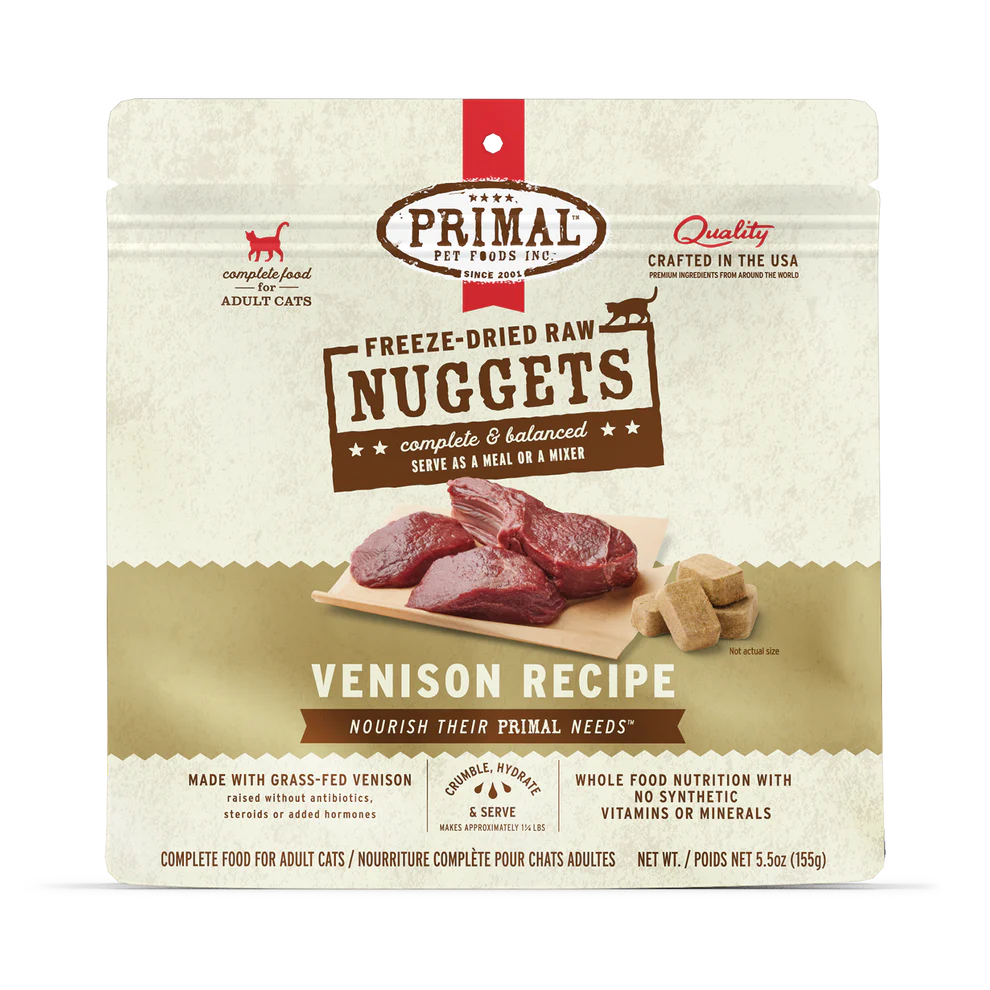 Prima Freeze-Dried Raw Nuggets Venison Recipe Cat Food 5.5oz