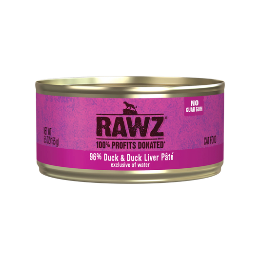 RAWZ 96% Duck & Duck Liver Pate Wet Cat Food 5.5 oz
