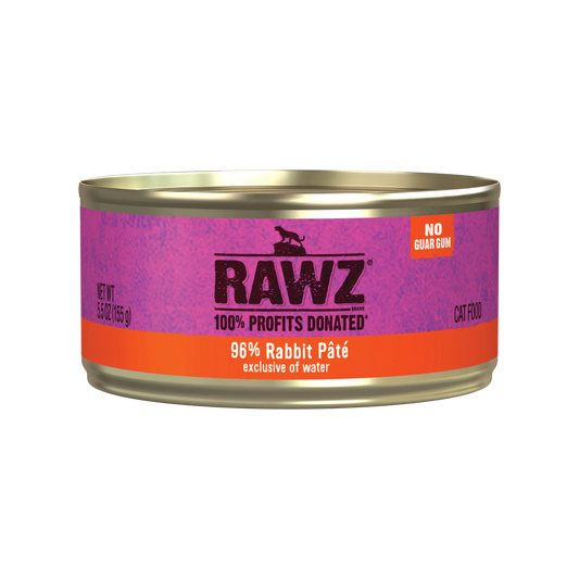RAWZ 96% Rabbit Pate Wet Cat Food 5.5 oz