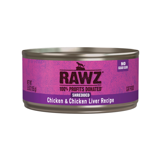RAWZ Shredded Chicken & Chicken Liver Wet Cat Food 5.5 oz