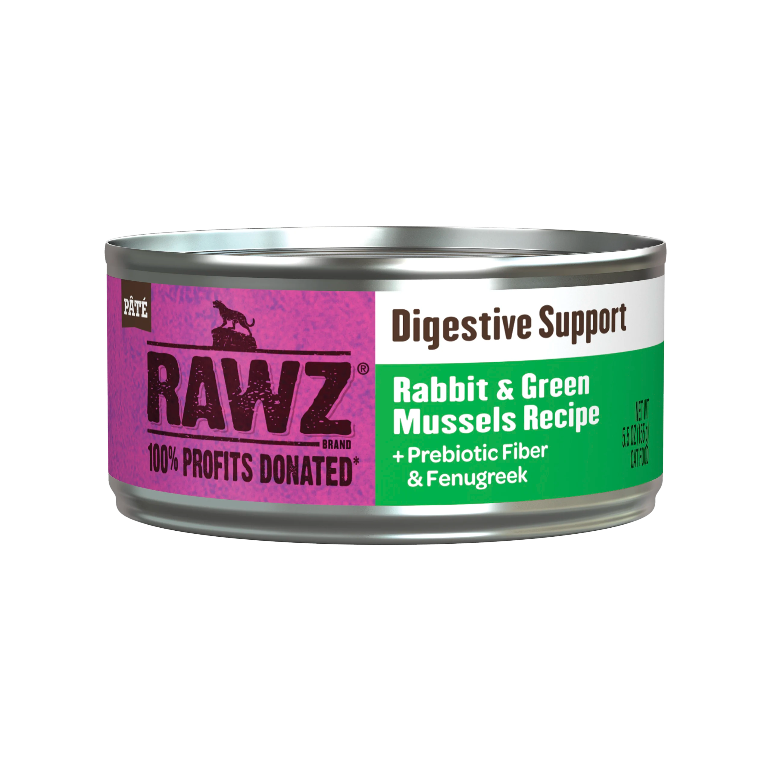 RAWZ Digestive Support Rabbit & Green Mussels Wet Cat Food 5.5oz