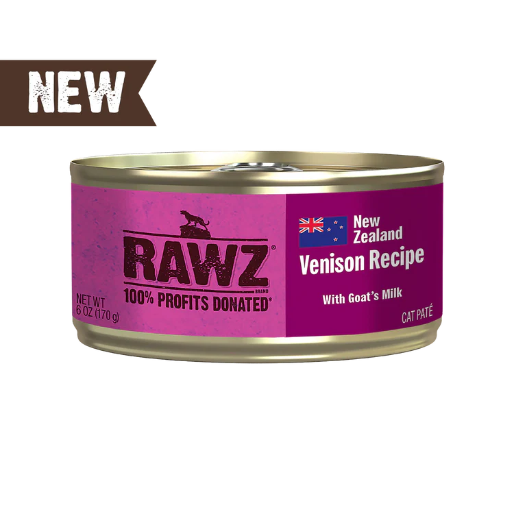RAWZ 94% Venison Recipe with Goat's Milk Pate Wet Cat Food 6oz