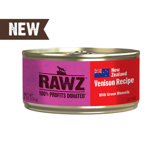 RAWZ 94% Venison Recipe with Green Mussels Pate Wet Cat Food 3oz