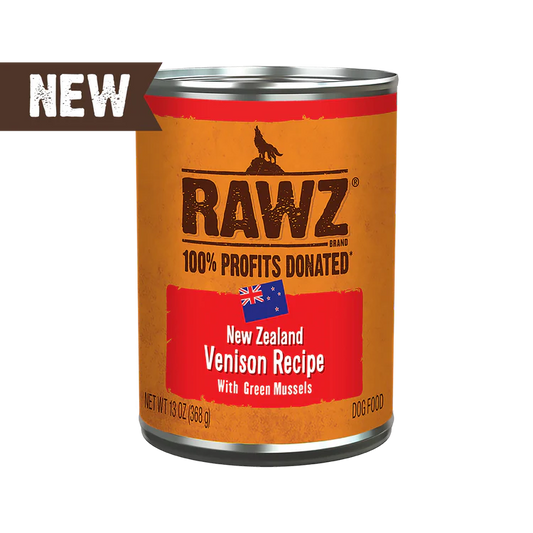 RAWZ 94% Venison Recipe with Green Mussels Pate Wet Dog Food 6oz