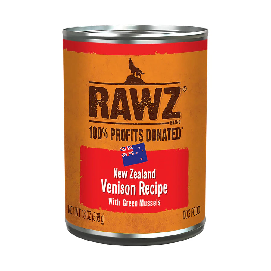 RAWZ 94% Venison Recipe with Green Mussels Pate Wet Dog Food 13oz