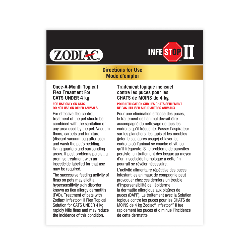 Zodiac Infestop II Topical Flea Adulticide for Cats Under 4KG