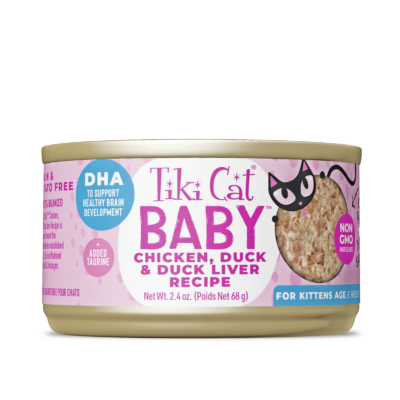 Tiki Cat Baby For Kittens Age 8 Weeks + Chicken, Duck & Duck Liver Recipe Wet Cat Food 2.4oz