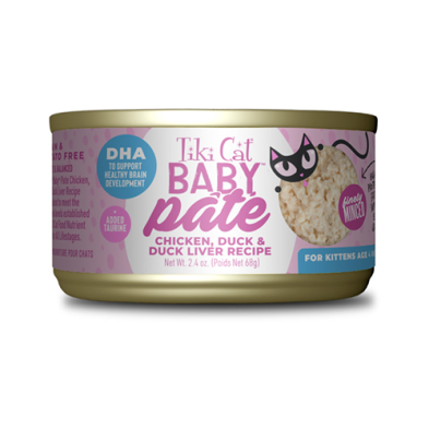 Tiki Cat Baby Pate Chicken, Duck & Duck Liver Wet Kitten Food 2.4oz