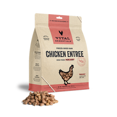 Vital Essentials Freeze-Dried Raw Chicken Entree Dog Food Mini Nibs 25 oz