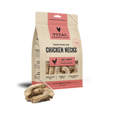 Vital Essentials Freeze-Dried Raw Chicken Necks Dog Treats 9 oz