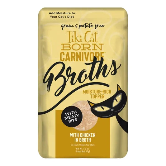 Tiki Cat Born Carnivore Broths with Chicken in Broth Wet Cat Food Topper 1.3 oz