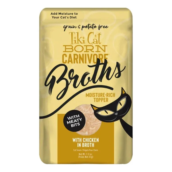 Tiki Cat Born Carnivore Broths with Chicken in Broth Wet Cat Food Topper 1.3 oz