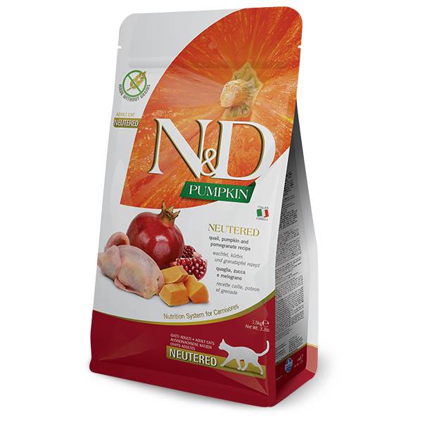 Farmina N&D Pumpkin Feline Adult Cat Food - Quail and Pomegranate Neutered 11lb