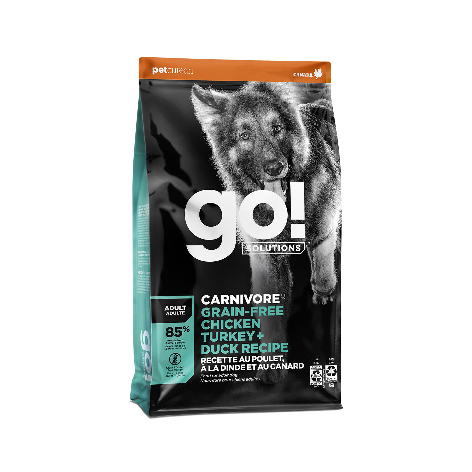 Petcurean Go! Carnivore Grain Free Chicken, Turkey + Duck Recipe For Dog 22 Lbs