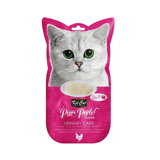 Kit Cat Purr Purees PLUS+ Urinary Care with Chicken & Cranberry Cat Treat 4 x 15gm