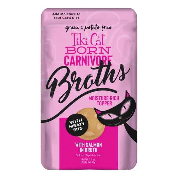 Tiki Cat Born Carnivore Broths with Salmon in Broth Wet Cat Food Topper 1.3 oz