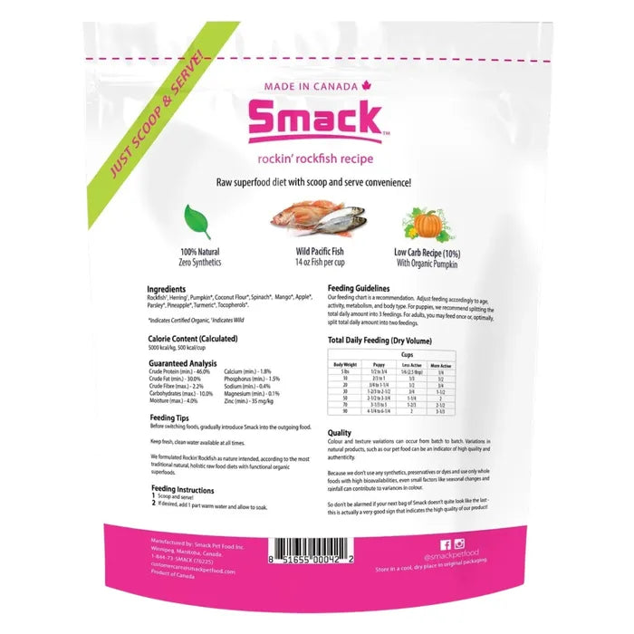 Smack Raw Dehydrated Dog Food - Rockin' Rockfish Recipe 1.5 KG