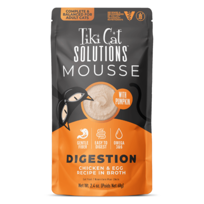 Tiki Cat Solutions Mousse Digestion Chicken & Egg Recipe in Broth Wet Cat Food 2.4oz