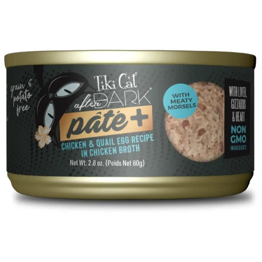 Tiki Cat After Dark Pate Chicken & Quail Egg Recipe in Chicken Broth Wet Cat Food 2.8oz