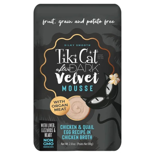 Tiki Cat After Dark Velvet Mousse Chicken & Quail Egg Recipe in Chicken Broth Wet Cat Food 2.8oz