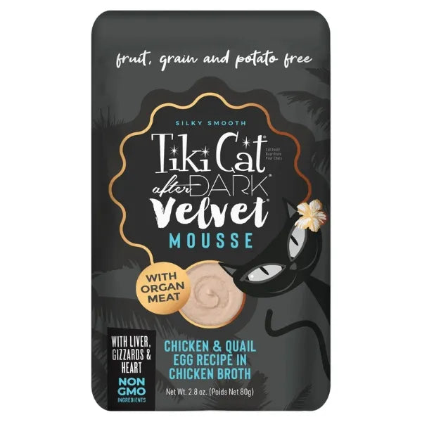 Tiki Cat After Dark Velvet Mousse Chicken & Quail Egg Recipe in Chicken Broth Wet Cat Food 2.8oz