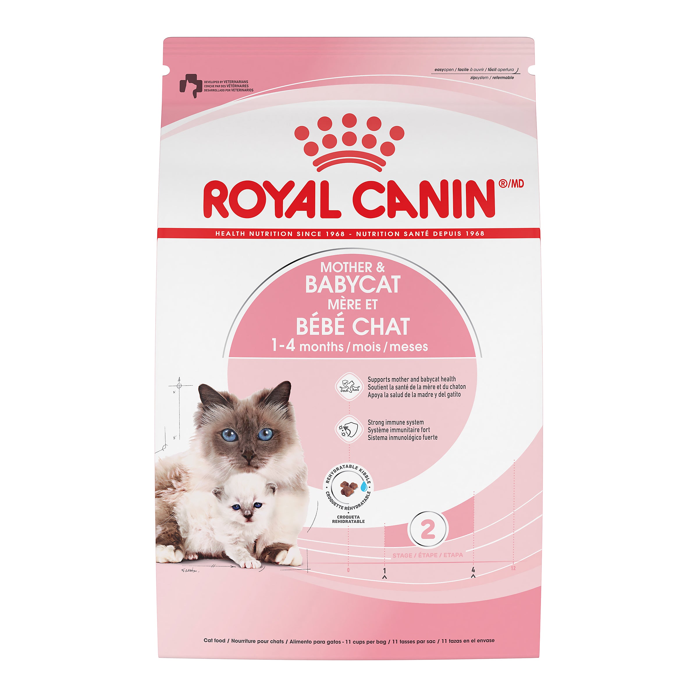 Complete and balanced nutrition for the queen and her kittens - Gestating and lactating queen - 1st age kittens (from 1 to 4 months old) during weaning