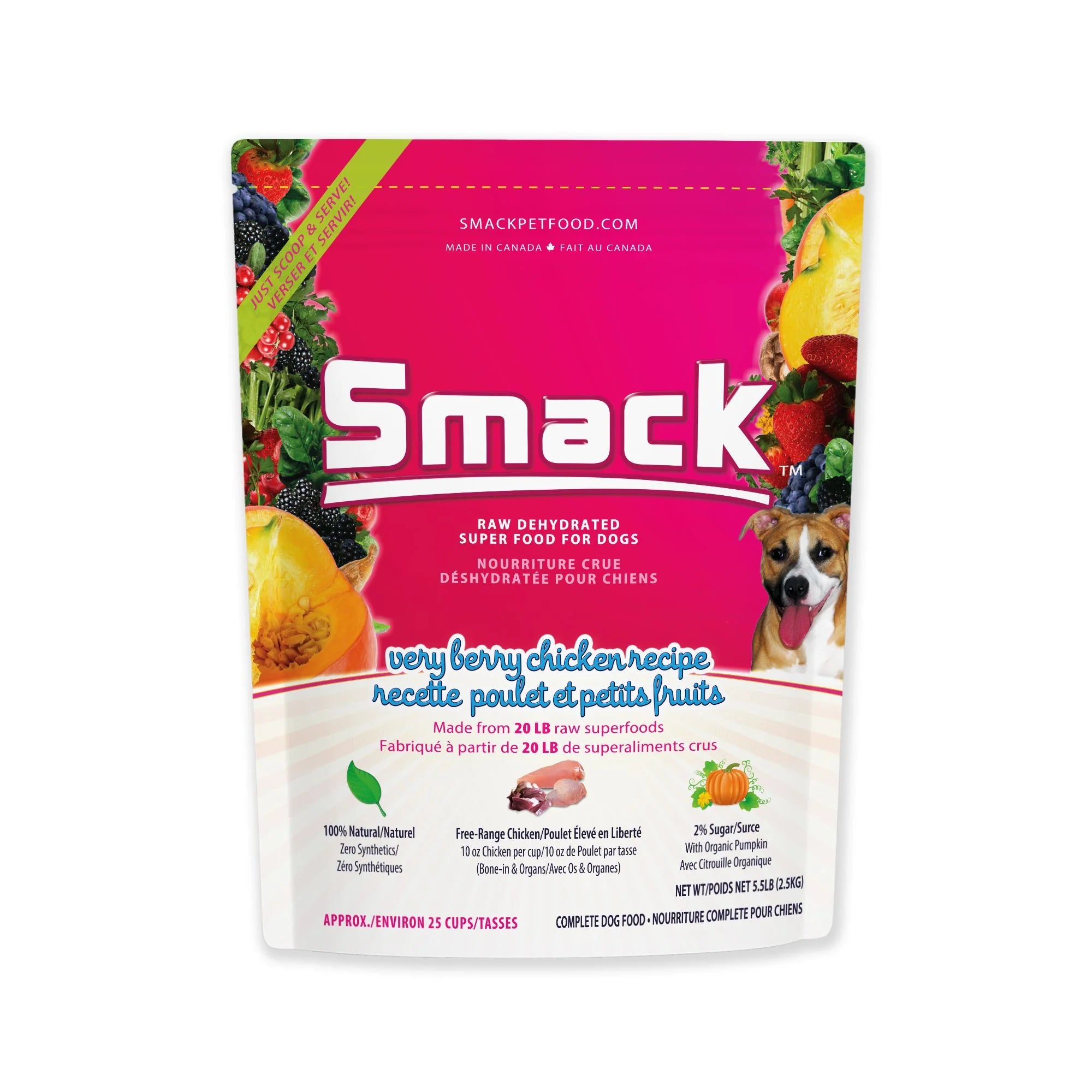 Smack Raw Dehydrated Dog Food Very Berry Chicken 2.5 KG