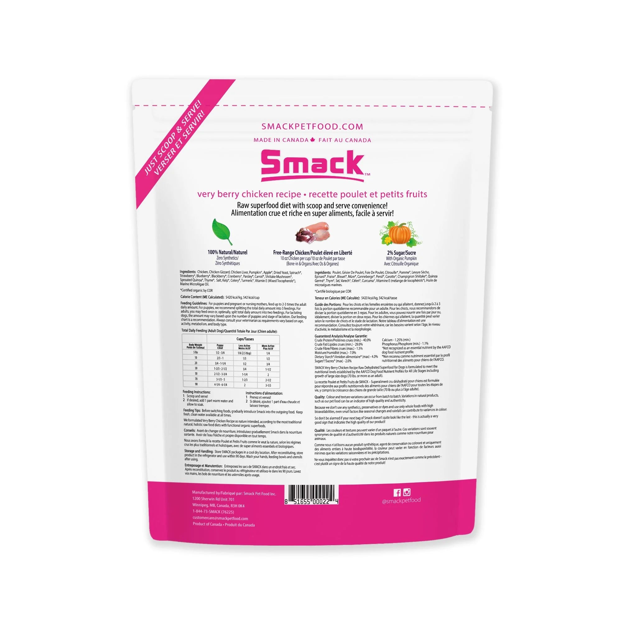 Smack Raw Dehydrated Dog Food Very Berry Chicken 2.5 KG