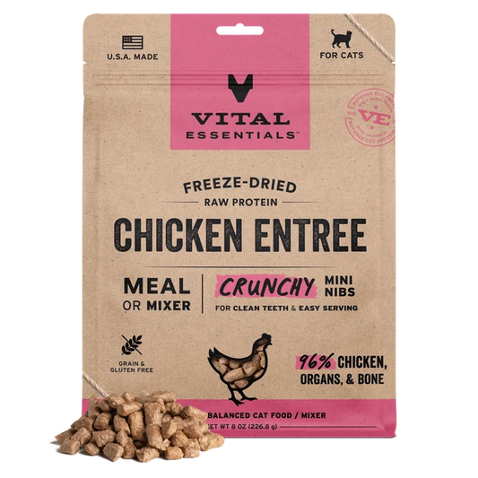 Vital Essentials Freeze-Dried Raw Chicken Entree Cat Food Mini Nibs 8 oz